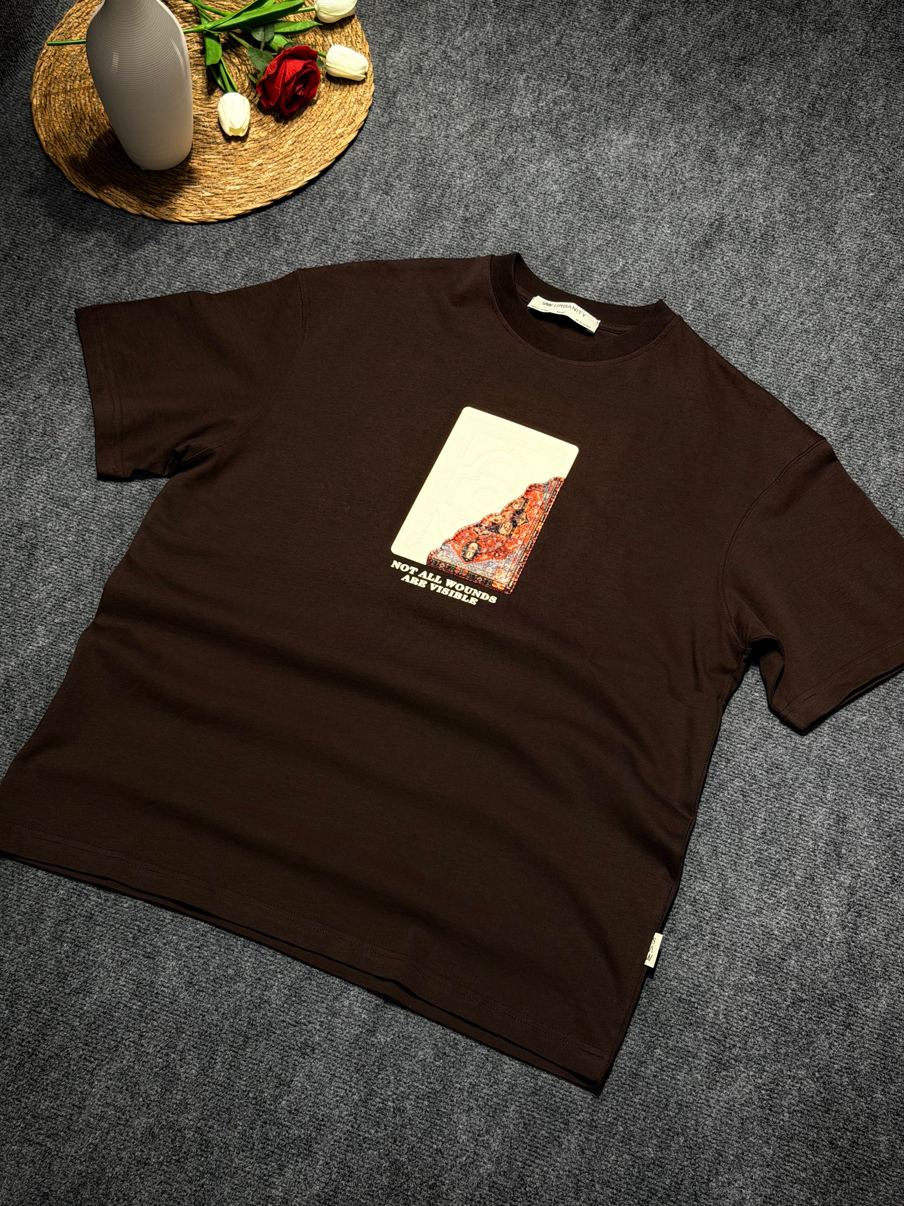 Not All Baskılı Oversize T-shirt Kahverengi