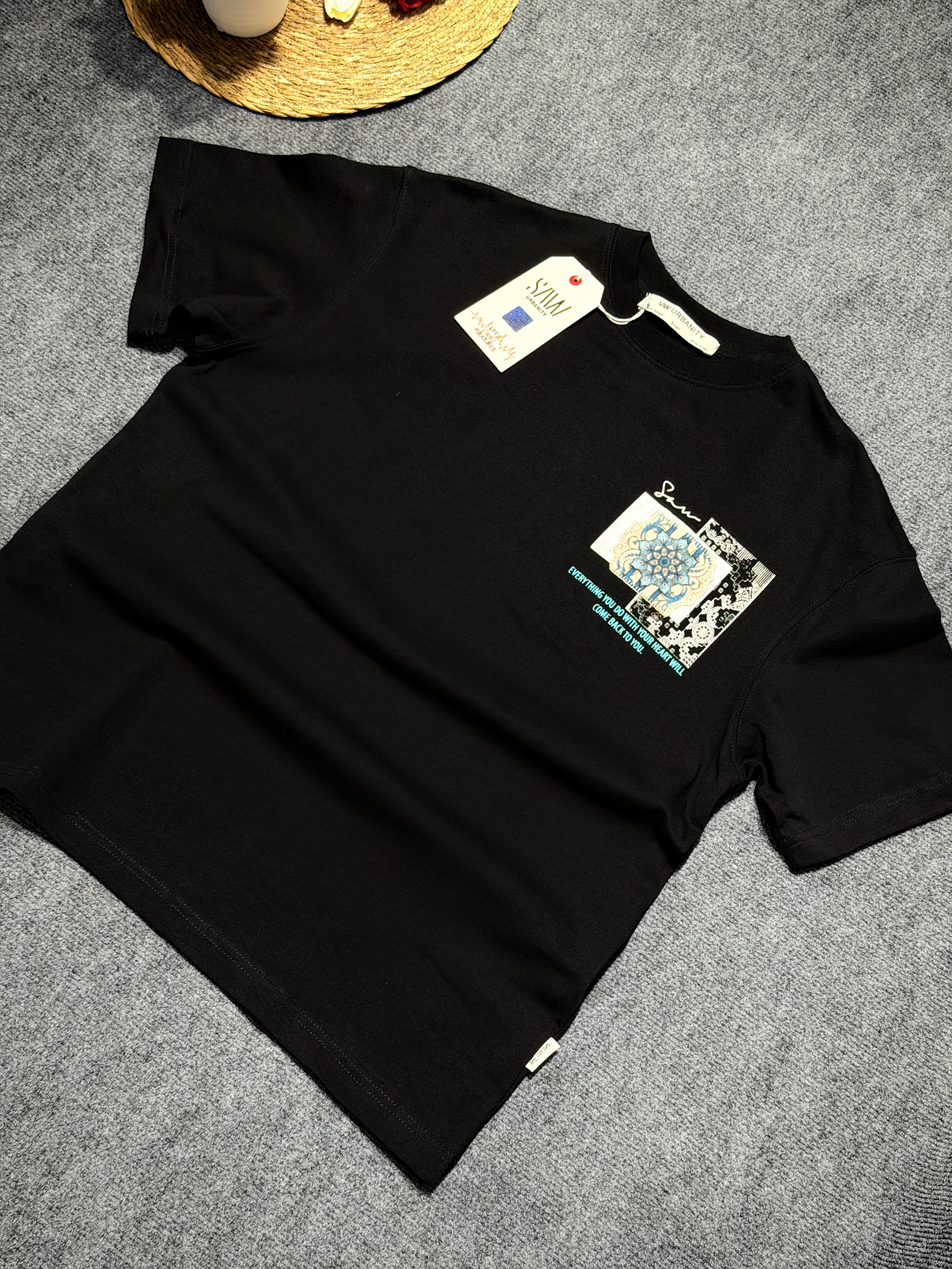 Everyting Baskılı Owersize T-shirt Siyah