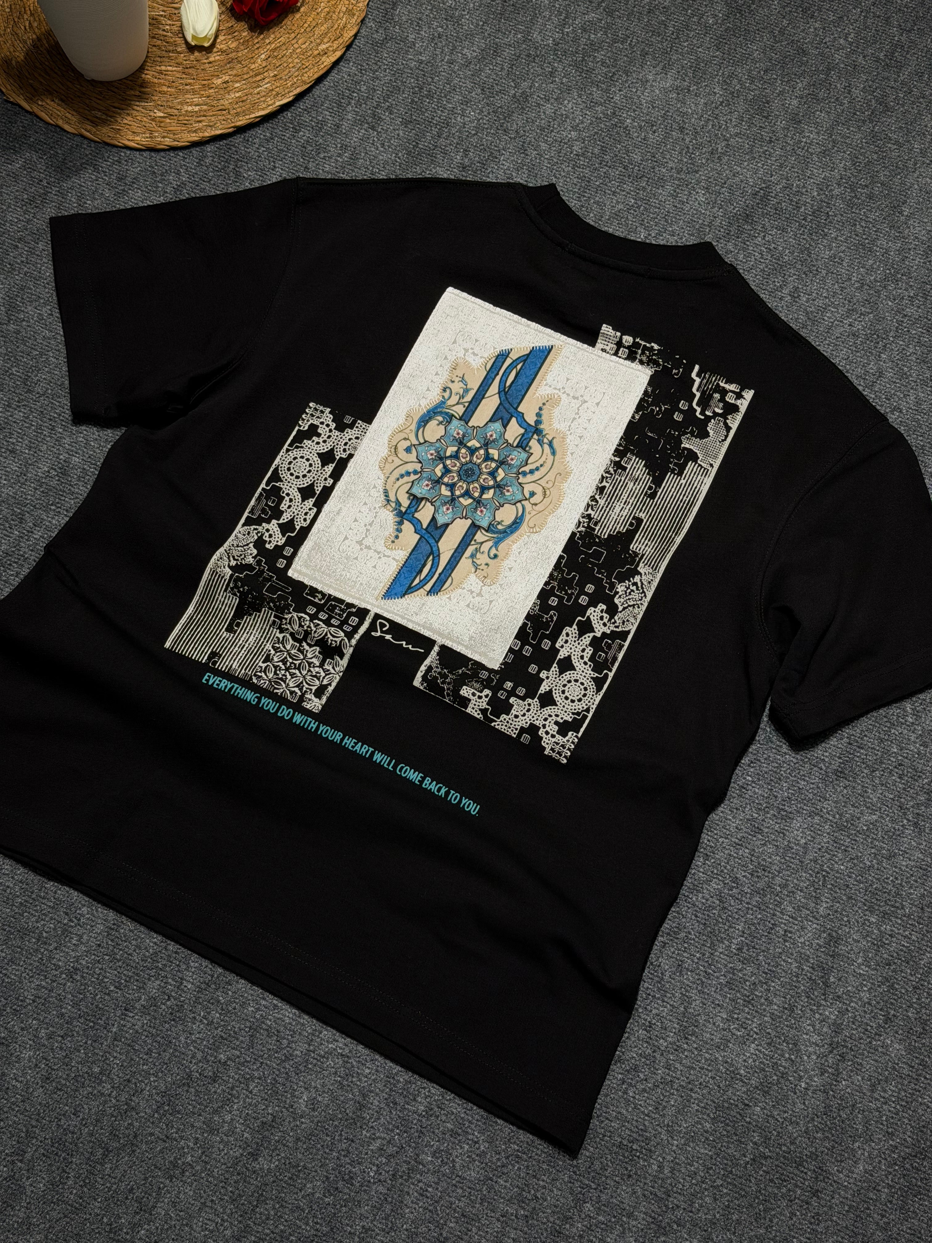 Everyting Baskılı Owersize T-shirt Siyah