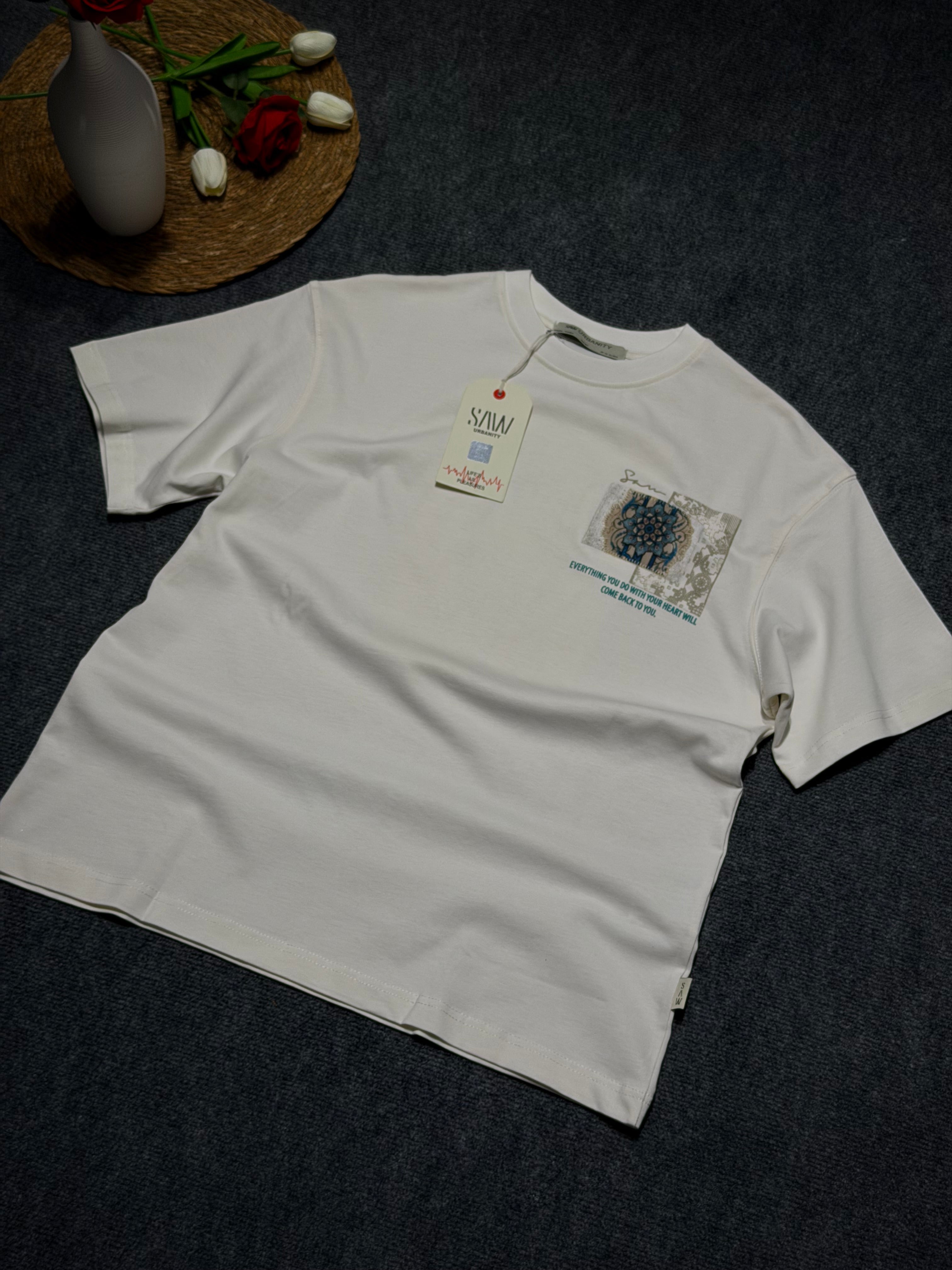 Everyting Baskılı Oversize T-shirt Beyaz