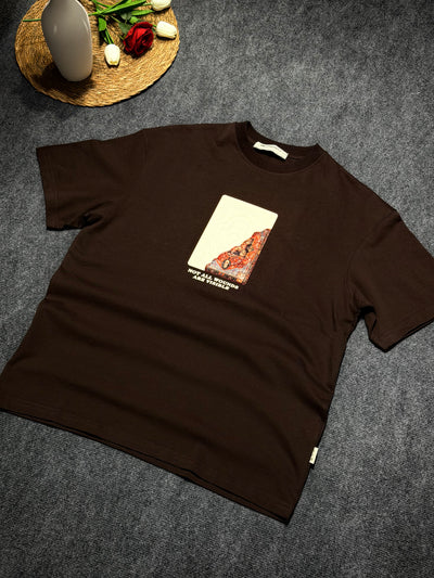 Not All Baskılı Oversize T-shirt Kahverengi