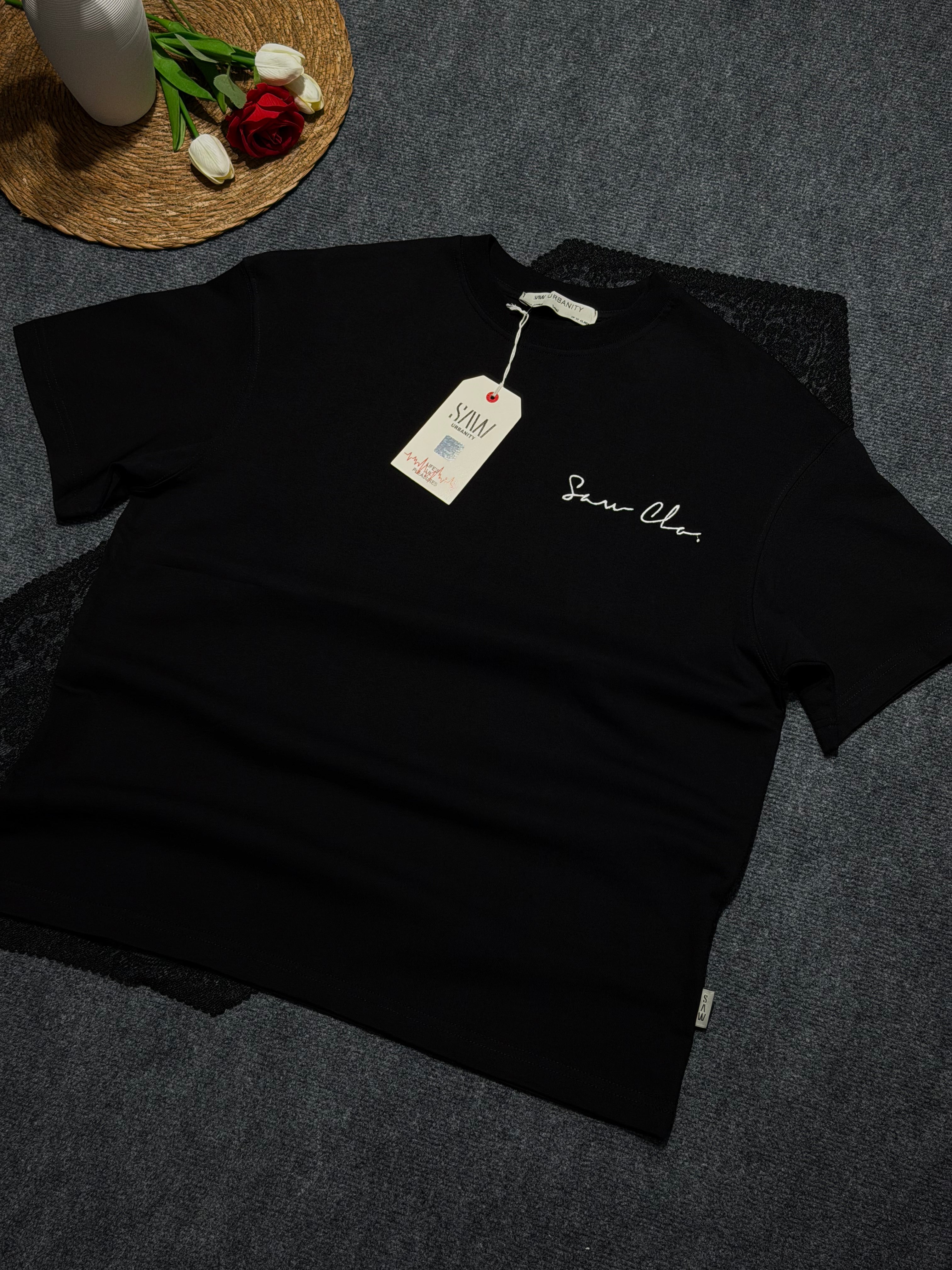 At Tablo Desenli Oversize T-shirt Siyah