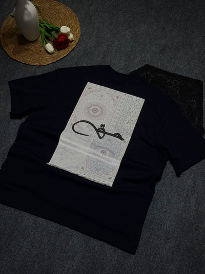 Hak Nakış Desenli Oversize T-shirt Lacivert