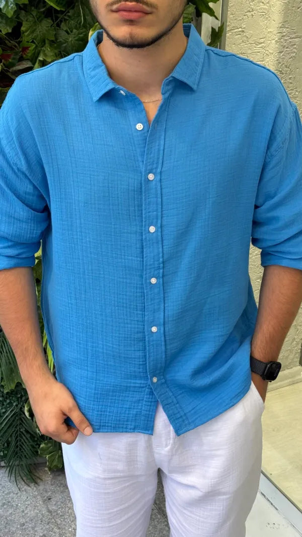 Mavi Müslin Gömlek