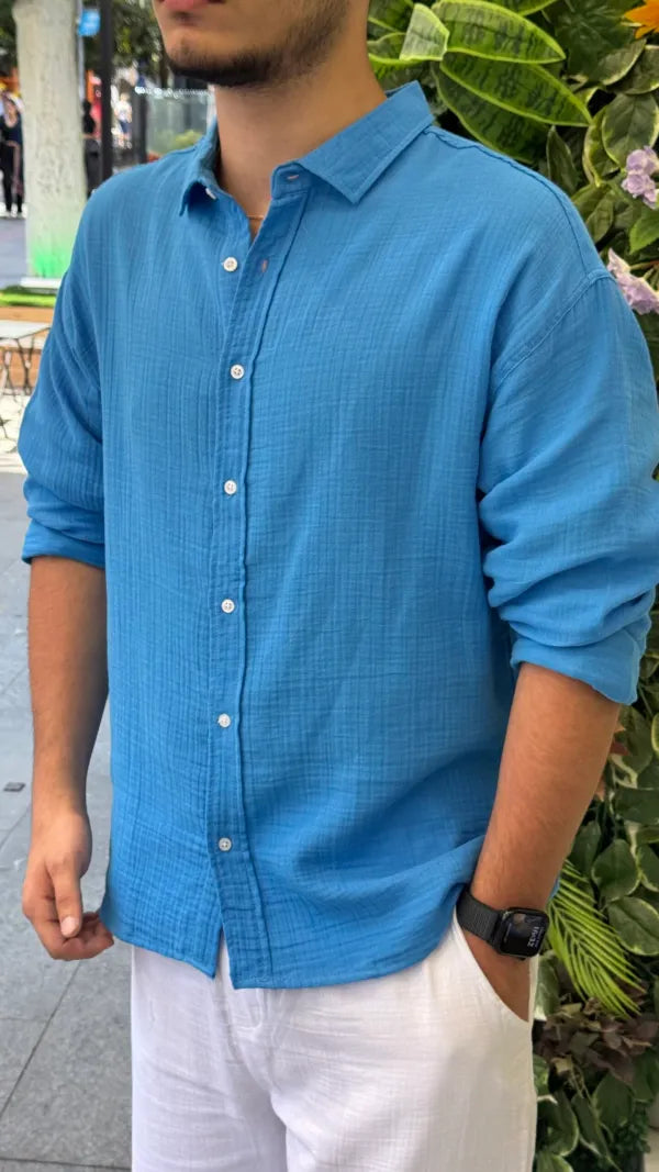 Mavi Müslin Gömlek