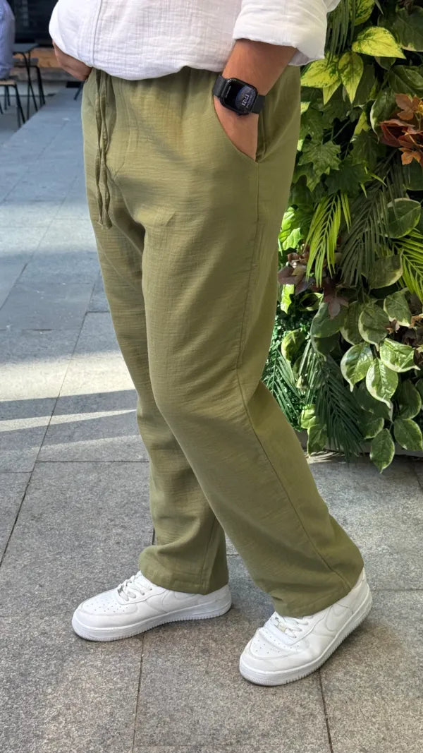 Haki Müslin Pantolon