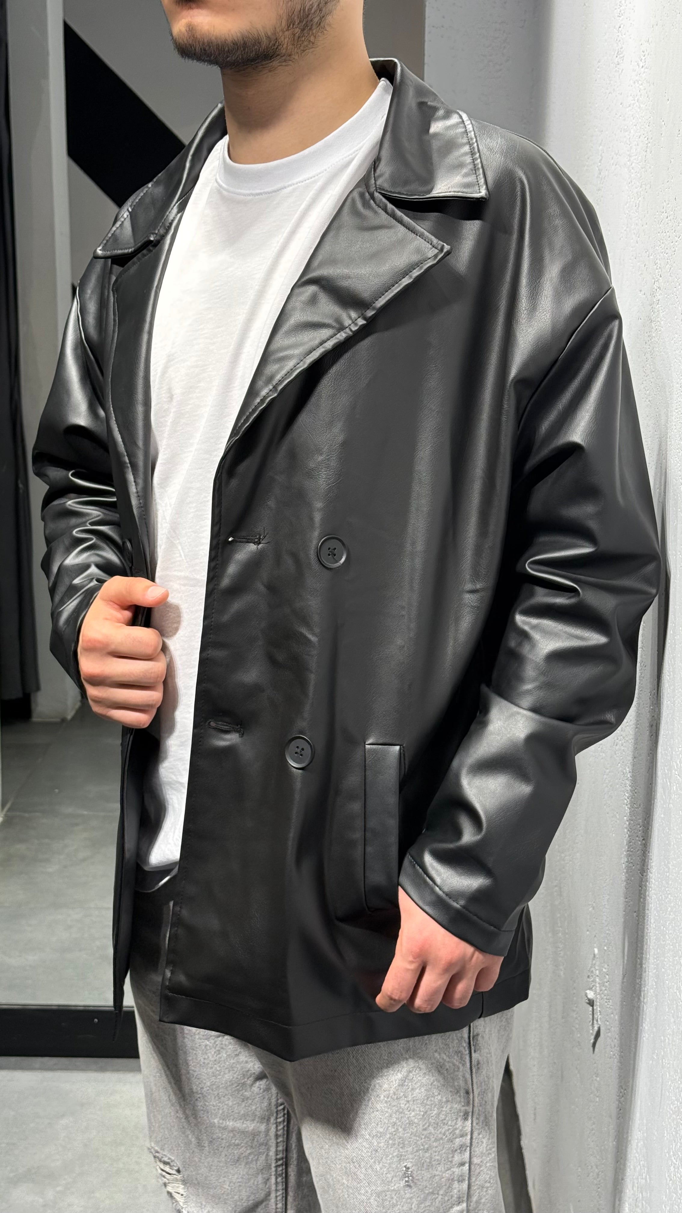 Diz Üstü Deri Ceket