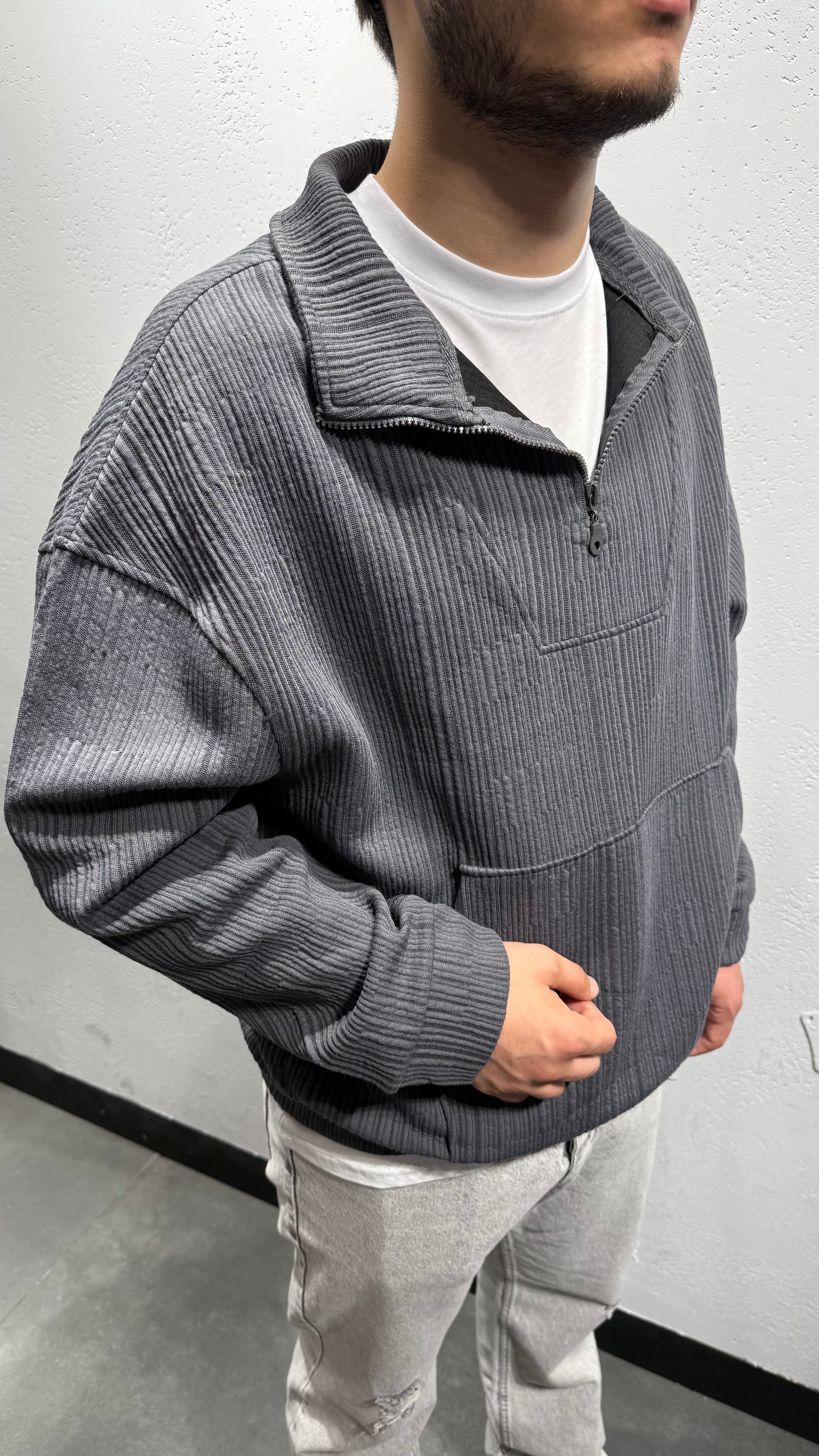 Yaka Fermuarlı Fitilli Sweat