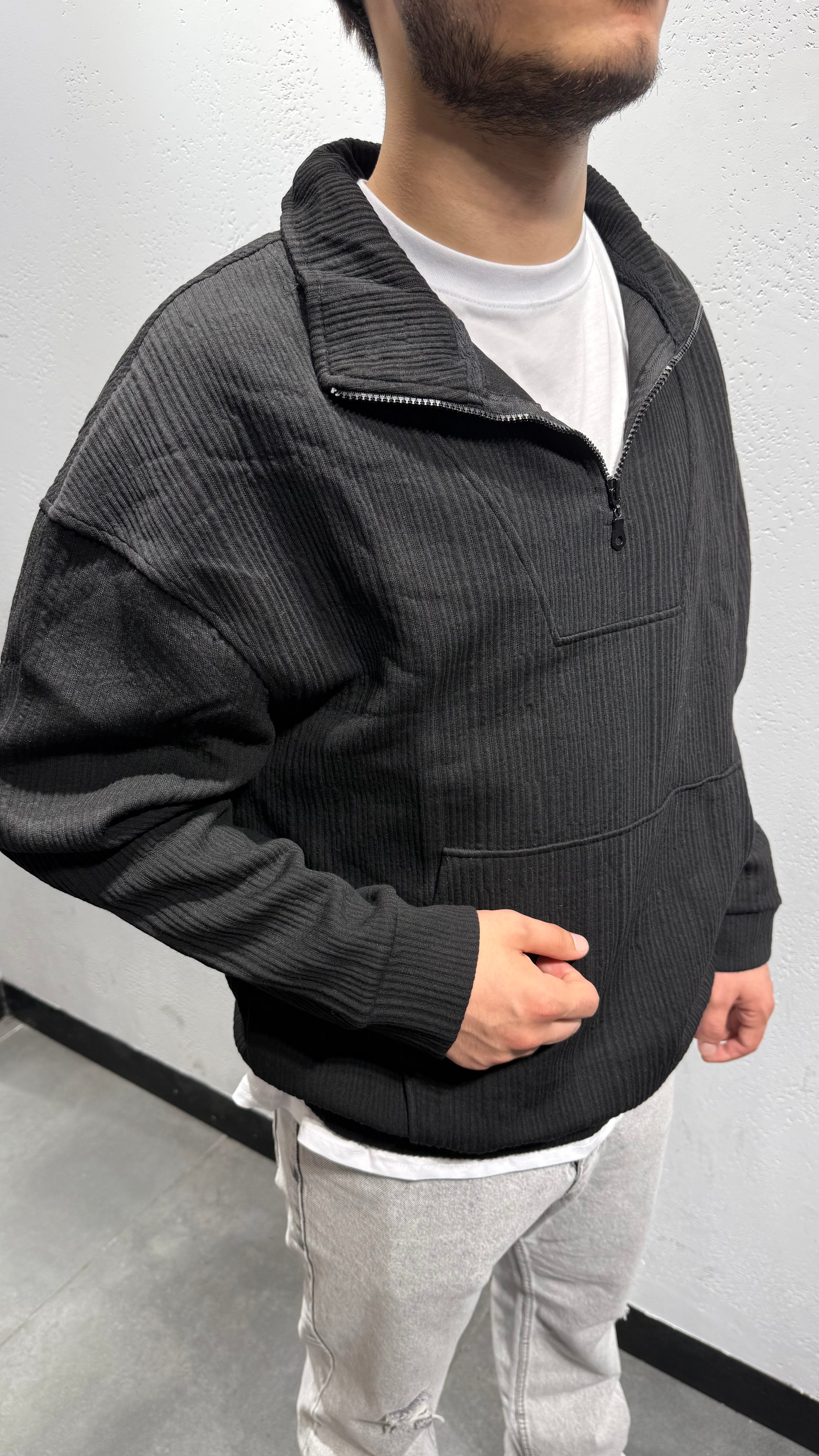 Yaka Fermuarlı Fitilli Sweat