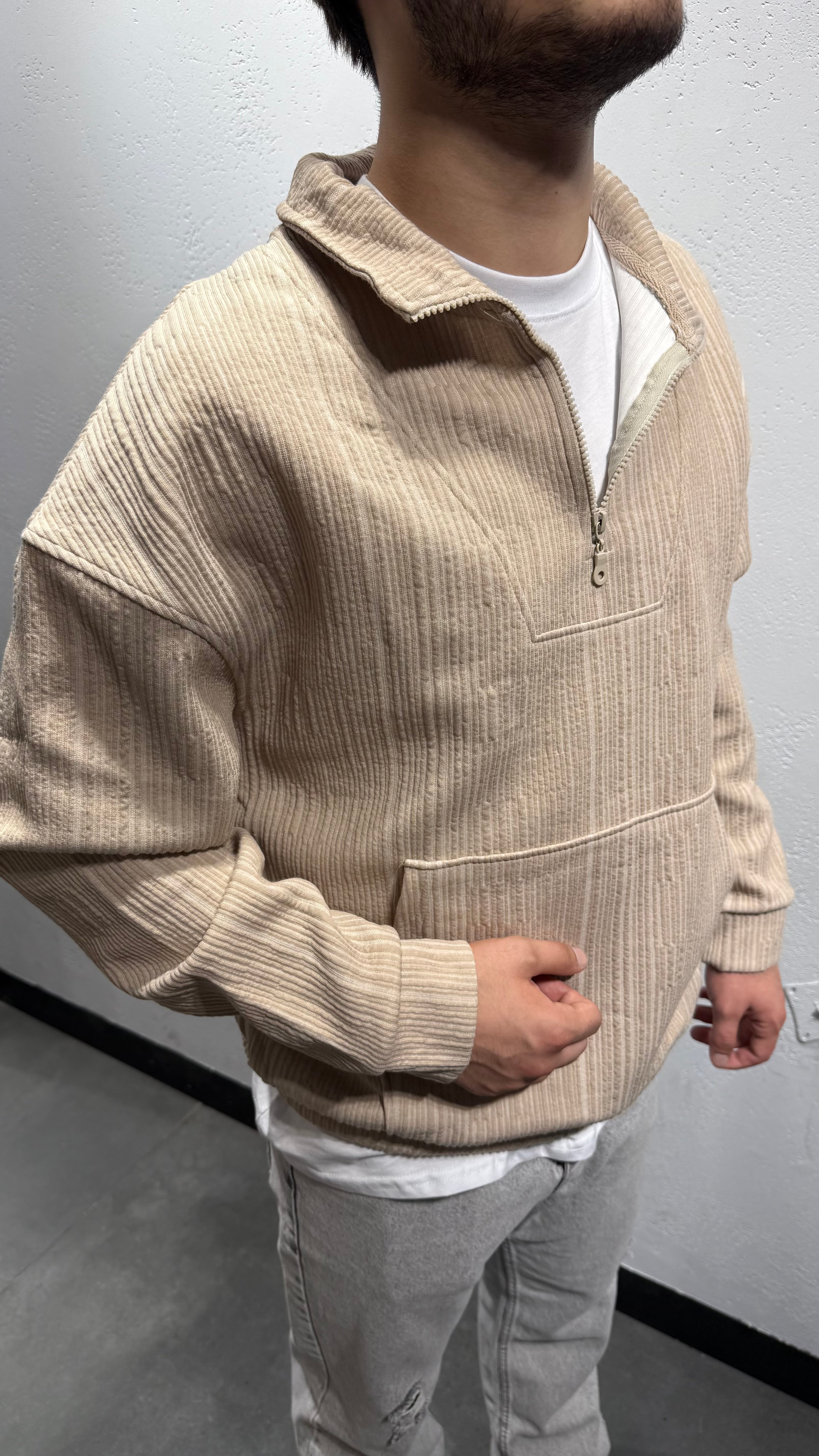 Yaka Fermuarlı Fitilli Sweat