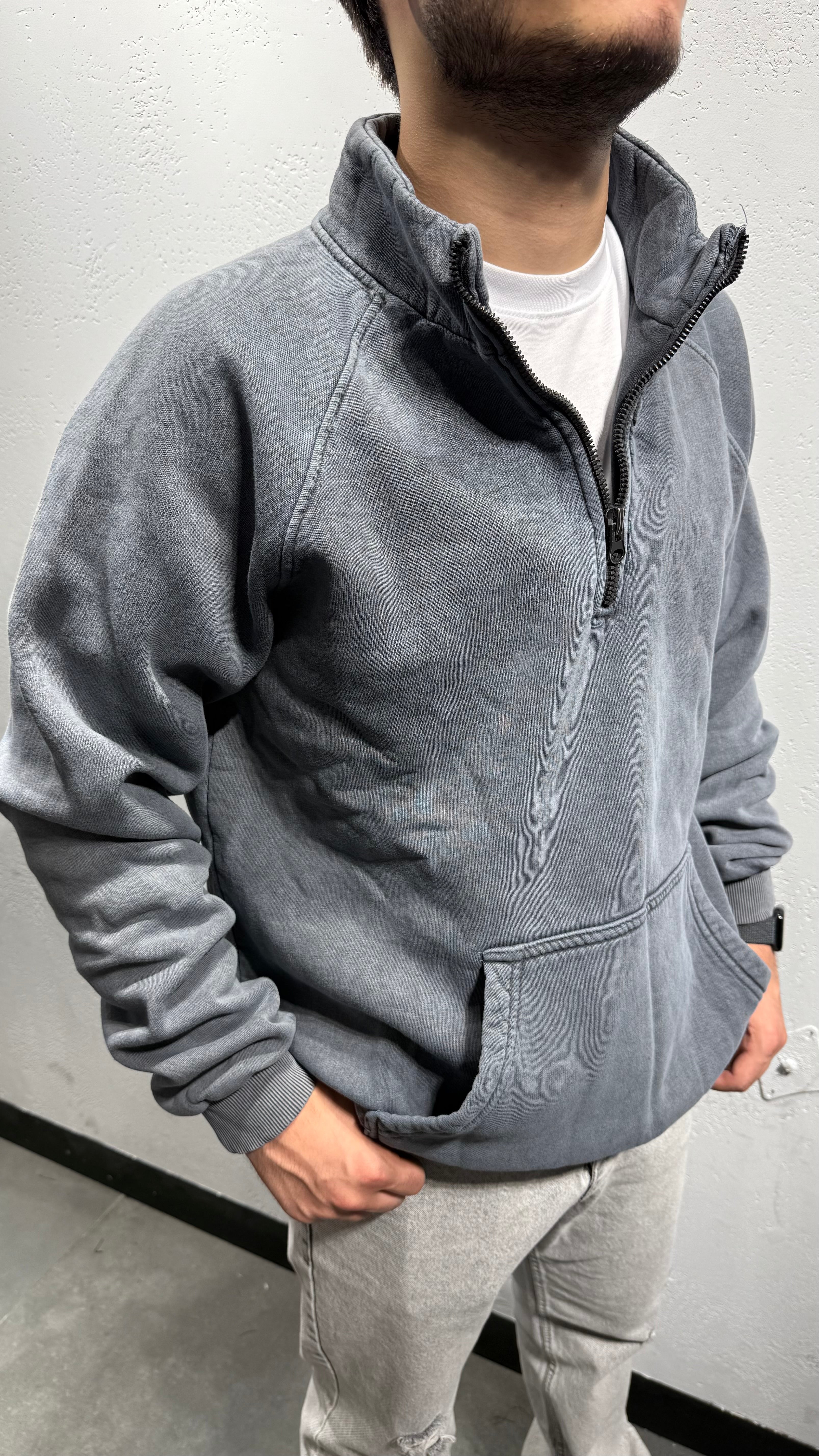 Yıkama Kumaş Fermuarlı Sweat